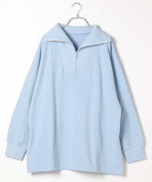 Heather（ヘザー）の「ハーフZIPチュニックスウェット　272537（スウェット・レディース・オフホワイト/チャコールグレー/ブルー・FREE）」の8枚目の写真