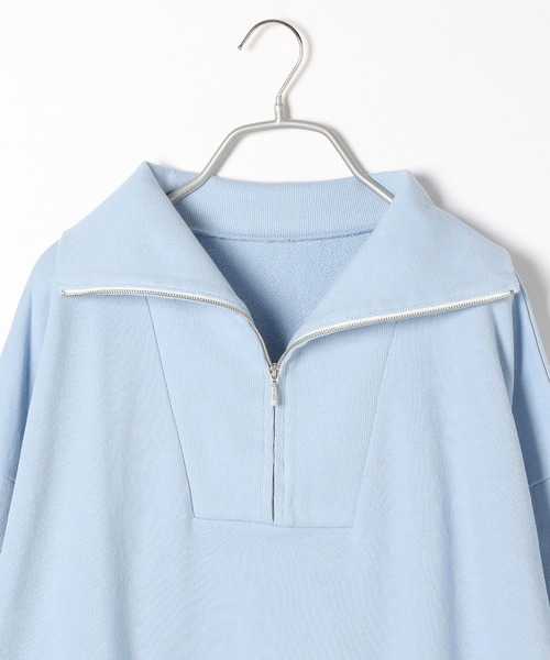 Heather（ヘザー）の「ハーフZIPチュニックスウェット　272537（スウェット・レディース・オフホワイト/チャコールグレー/ブルー・FREE）」の11枚目の写真