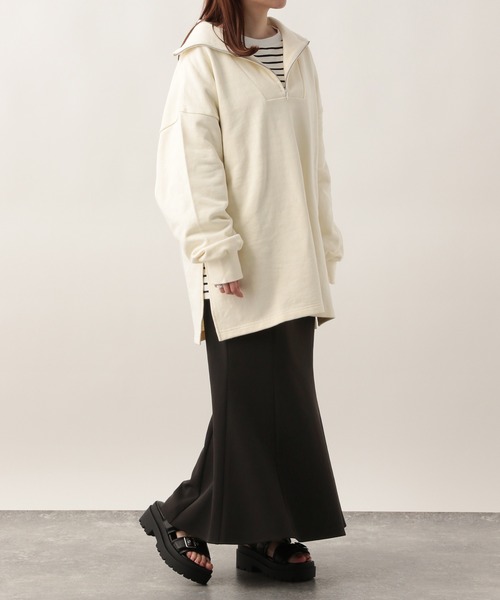 Heather（ヘザー）の「ハーフZIPチュニックスウェット　272537（スウェット・レディース・オフホワイト/チャコールグレー/ブルー・FREE）」の17枚目の写真