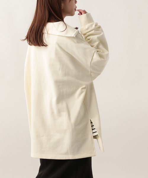 Heather（ヘザー）の「ハーフZIPチュニックスウェット　272537（スウェット・レディース・オフホワイト/チャコールグレー/ブルー・FREE）」の19枚目の写真