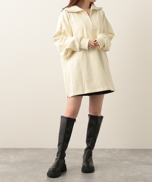 Heather（ヘザー）の「ハーフZIPチュニックスウェット　272537（スウェット・レディース・オフホワイト/チャコールグレー/ブルー・FREE）」の20枚目の写真