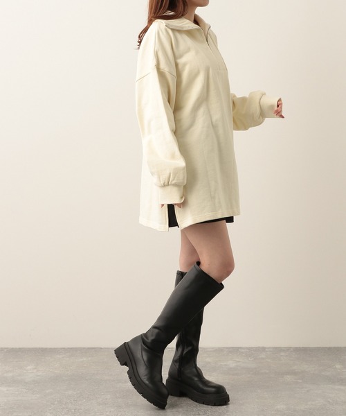Heather（ヘザー）の「ハーフZIPチュニックスウェット　272537（スウェット・レディース・オフホワイト/チャコールグレー/ブルー・FREE）」の21枚目の写真