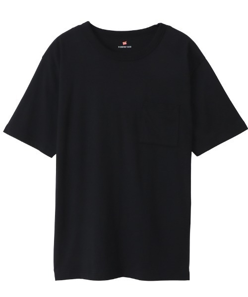 HANES(ヘインズ)の「HANES/ヘインズ ビッグシルエット ポケットTシャツ SST/Tシャツ HM1-V102(Tシャツ/カットソー・メンズ・ベージュ/ブラック・L/XL/M)」の2枚目の写真