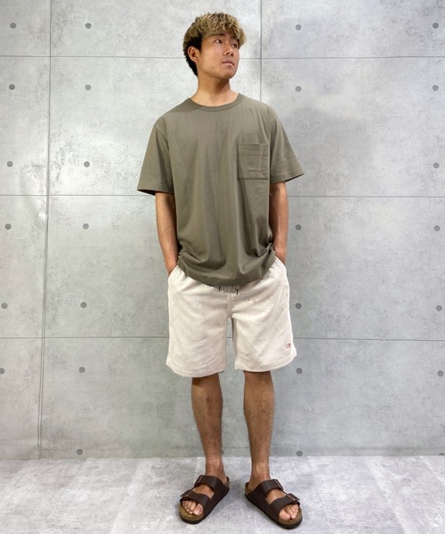 HANES(ヘインズ)の「HANES/ヘインズ ビッグシルエット ポケットTシャツ SST/Tシャツ HM1-V102(Tシャツ/カットソー・メンズ・ベージュ/ブラック・L/XL/M)」の11枚目の写真