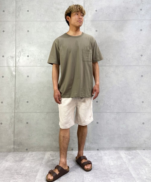 HANES(ヘインズ)の「HANES/ヘインズ ビッグシルエット ポケットTシャツ SST/Tシャツ HM1-V102(Tシャツ/カットソー・メンズ・ベージュ/ブラック・L/XL/M)」の12枚目の写真