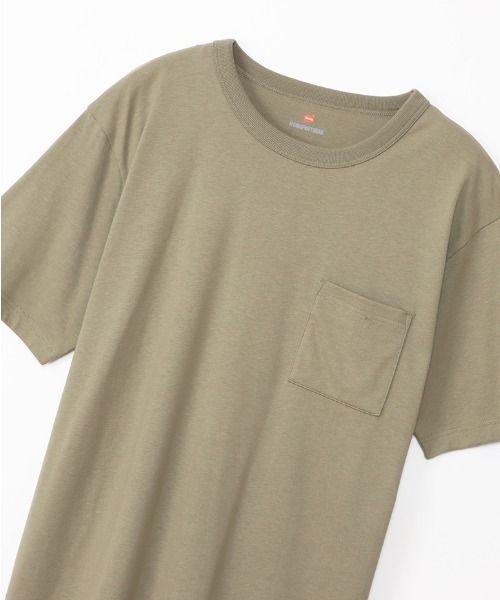 HANES(ヘインズ)の「HANES/ヘインズ ビッグシルエット ポケットTシャツ SST/Tシャツ HM1-V102(Tシャツ/カットソー・メンズ・ベージュ/ブラック・L/XL/M)」の18枚目の写真