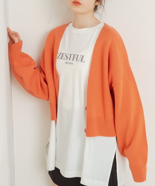 OLIVE des OLIVE(オリーブデオリーブ)の「【WEB限定カラーあり】キレイ色クロップドカーディガン(カーディガン/ボレロ・レディース・イエロー/イエロー×グリーン/ラベンダー/オレンジ/オフホワイト/ベージュ・FREE)」の6枚目の写真