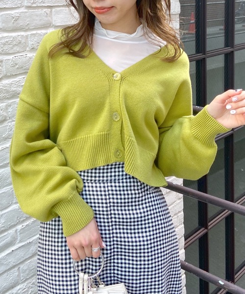 OLIVE des OLIVE(オリーブデオリーブ)の「【WEB限定カラーあり】キレイ色クロップドカーディガン(カーディガン/ボレロ・レディース・イエロー/イエロー×グリーン/ラベンダー/オレンジ/オフホワイト/ベージュ・FREE)」の5枚目の写真