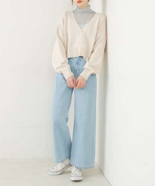 OLIVE des OLIVE(オリーブデオリーブ)の「【WEB限定カラーあり】キレイ色クロップドカーディガン(カーディガン/ボレロ・レディース・イエロー/イエロー×グリーン/ラベンダー/オレンジ/オフホワイト/ベージュ・FREE)」の7枚目の写真