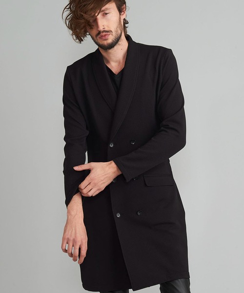 NO ID.（ノーアイディ）の「【NO ID.】Emboss Jersey Gown Coat / エンボス ジャージー ガウン コート（チェスターコート・メンズ・ライトグレー/ブラック/ブルー系その他・2/1）」の2枚目の写真