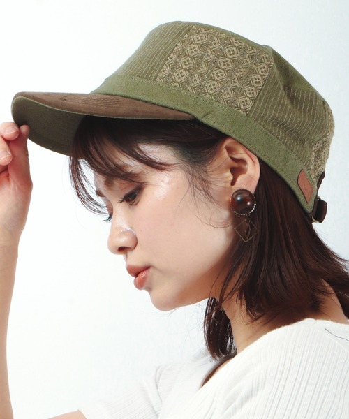 【Sillage】コットン パッチワーク キャップ 総柄 Sillage】コットン パッチワーク キャップ 総柄