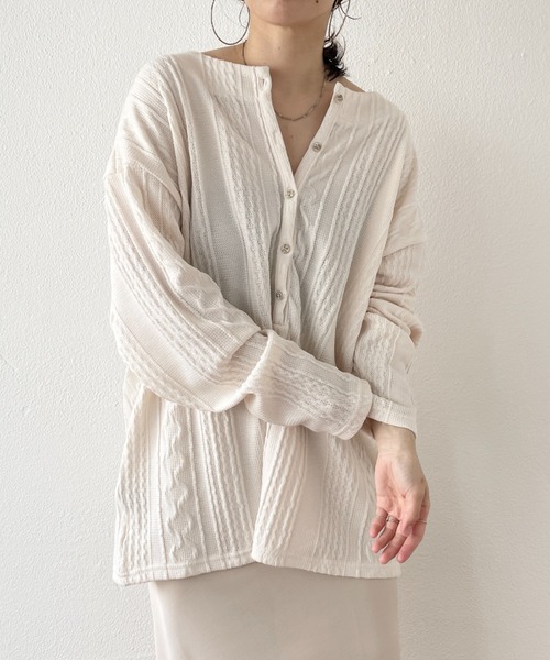 wee9s（ウィークス）の「2way cable loose tee / 前後2ウェイケーブルルーズティー（Tシャツ/カットソー・レディース・アイボリー・FREE）」の19枚目の写真