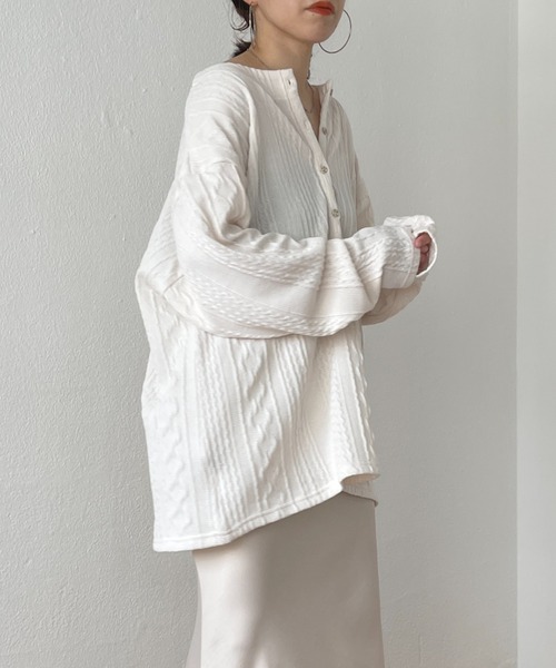 wee9s（ウィークス）の「2way cable loose tee / 前後2ウェイケーブルルーズティー（Tシャツ/カットソー・レディース・アイボリー・FREE）」の18枚目の写真