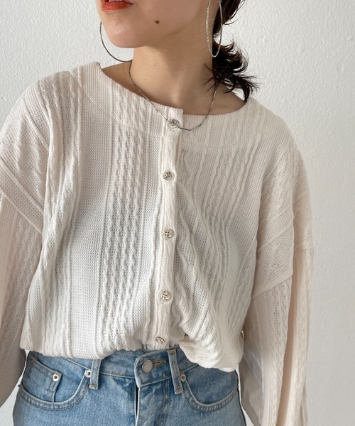 wee9s（ウィークス）の「2way cable loose tee / 前後2ウェイケーブルルーズティー（Tシャツ/カットソー・レディース・アイボリー・FREE）」の9枚目の写真
