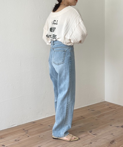 wee9s（ウィークス）の「2way cable loose tee / 前後2ウェイケーブルルーズティー（Tシャツ/カットソー・レディース・アイボリー・FREE）」の7枚目の写真