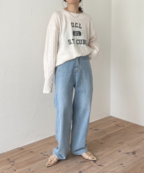 wee9s（ウィークス）の「2way cable loose tee / 前後2ウェイケーブルルーズティー（Tシャツ/カットソー・レディース・アイボリー・FREE）」の5枚目の写真