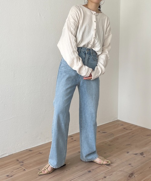 wee9s（ウィークス）の「2way cable loose tee / 前後2ウェイケーブルルーズティー（Tシャツ/カットソー・レディース・アイボリー・FREE）」の6枚目の写真