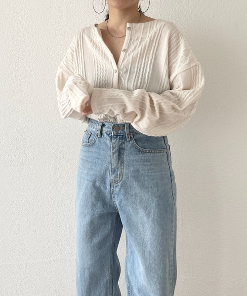 wee9s（ウィークス）の「2way cable loose tee / 前後2ウェイケーブルルーズティー（Tシャツ/カットソー・レディース・アイボリー・FREE）」の8枚目の写真