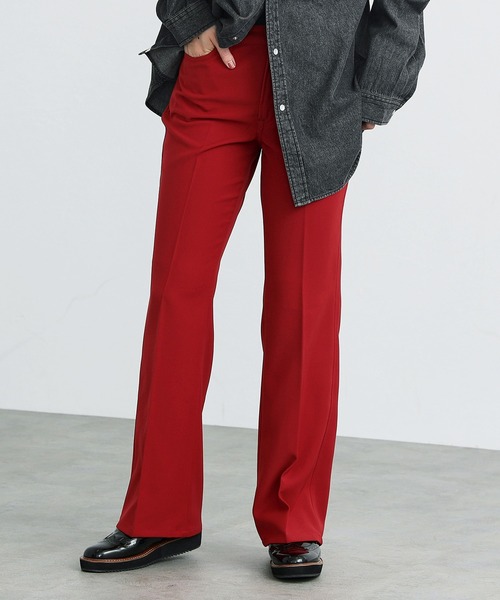 SOMETHING(サムシング)の「SOMETHING/サムシング センタープレスハイウエストフレアトラウザーパンツ【ウォッシャブル】(その他パンツ・レディース・ブラック/ブラウン/ピンク/ブルーグリーン/アイボリー/イエロー/ブラウン系その他/ピンク系その他/グリーン/レッド/ベージュ系その他・SMALL/MEDIUM/X-SMALL)」の11枚目の写真