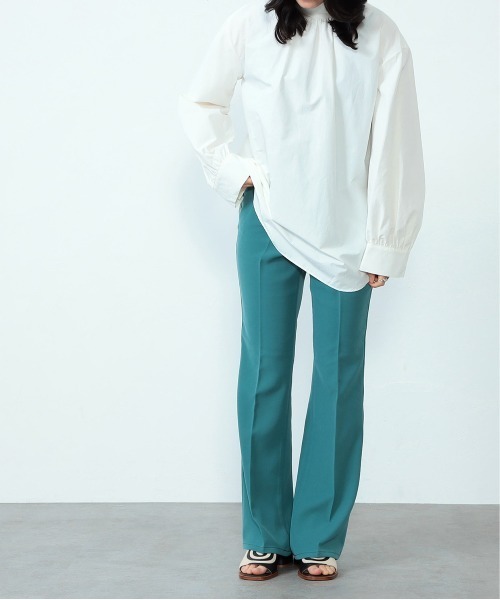 SOMETHING(サムシング)の「SOMETHING/サムシング センタープレスハイウエストフレアトラウザーパンツ【ウォッシャブル】(その他パンツ・レディース・ブラック/ブラウン/ピンク/ブルーグリーン/アイボリー/イエロー/ブラウン系その他/ピンク系その他/グリーン/レッド/ベージュ系その他・SMALL/MEDIUM/X-SMALL)」の8枚目の写真