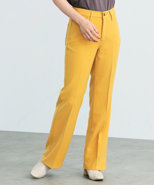 SOMETHING(サムシング)の「SOMETHING/サムシング センタープレスハイウエストフレアトラウザーパンツ【ウォッシャブル】(その他パンツ・レディース・ブラック/ブラウン/ピンク/ブルーグリーン/アイボリー/イエロー/ブラウン系その他/ピンク系その他/グリーン/レッド/ベージュ系その他・SMALL/MEDIUM/X-SMALL)」の2枚目の写真