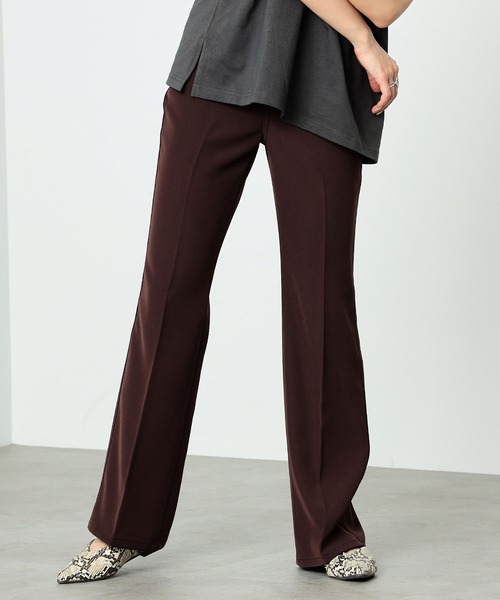 SOMETHING(サムシング)の「SOMETHING/サムシング センタープレスハイウエストフレアトラウザーパンツ【ウォッシャブル】(その他パンツ・レディース・ブラック/ブラウン/ピンク/ブルーグリーン/アイボリー/イエロー/ブラウン系その他/ピンク系その他/グリーン/レッド/ベージュ系その他・SMALL/MEDIUM/X-SMALL)」の12枚目の写真