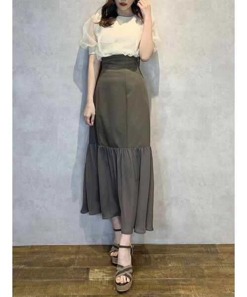 dazzlin（ダズリン）の「レースアップスイッチングスカート（スカート・レディース・ブラウン/グリーン/アイボリー・SMALL/MEDIUM）」の5枚目の写真