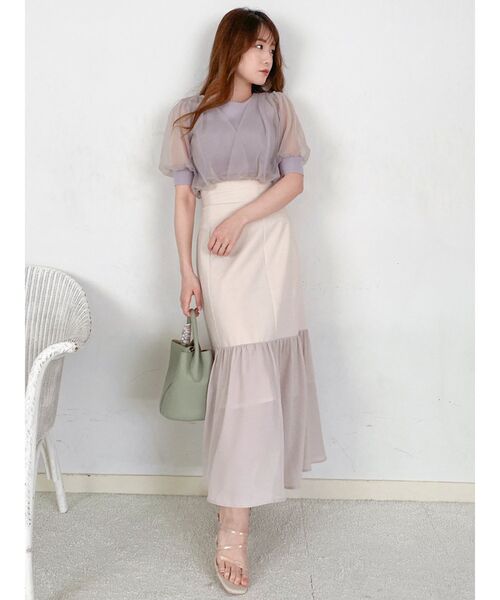 dazzlin（ダズリン）の「レースアップスイッチングスカート（スカート・レディース・ブラウン/グリーン/アイボリー・SMALL/MEDIUM）」の6枚目の写真