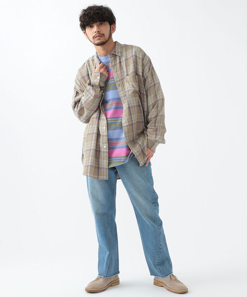 BEAMS（ビームス）の「BEAMS / テトロンレーヨン ミニレギュラー イージーシャツ（シャツ/ブラウス・メンズ・ベージュ/ネイビー/サックスブルー・S/M/L/XL）」の7枚目の写真