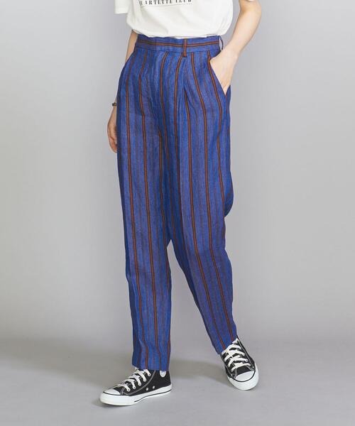 BEAUTY &YOUTH マルチストライプ テーパードパンツ リネン　サイズS BEAUTY&YOUTH UNITED ARROWS（ビューティーアンドユース