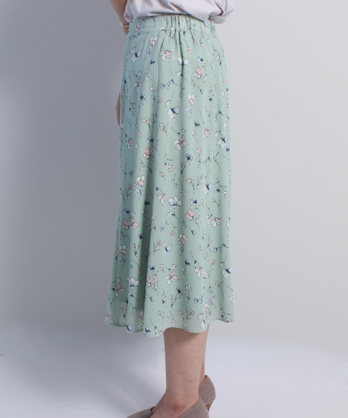 fleur by mint breeze（フルールバイミントブリーズ）の「【M～5L 大きいサイズ】ジョーゼット 花柄 スカート（スカート・レディース・グリーン/ネイビー・L/5L/4L/M/LL/3L）」の9枚目の写真