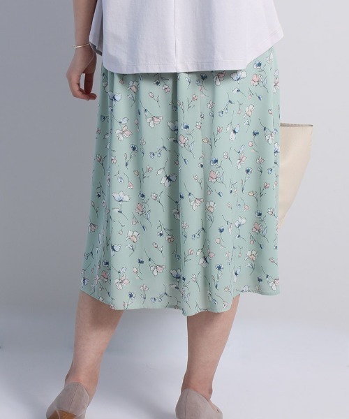 fleur by mint breeze（フルールバイミントブリーズ）の「【M～5L 大きいサイズ】ジョーゼット 花柄 スカート（スカート・レディース・グリーン/ネイビー・L/5L/4L/M/LL/3L）」の12枚目の写真