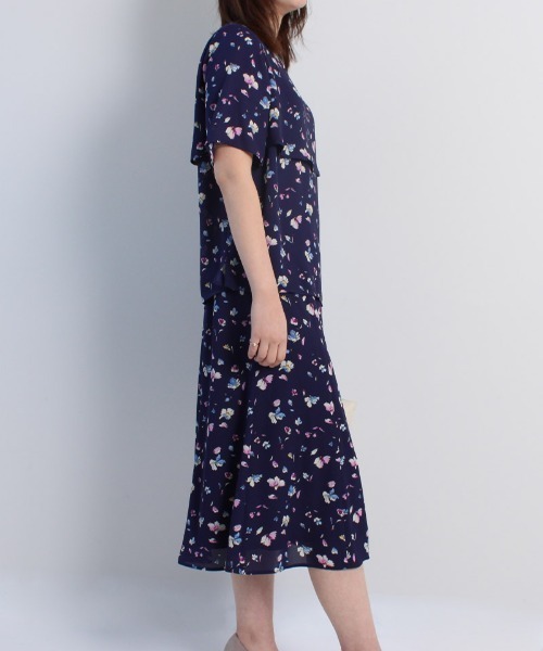fleur by mint breeze（フルールバイミントブリーズ）の「【M～5L 大きいサイズ】ジョーゼット 花柄 スカート（スカート・レディース・グリーン/ネイビー・L/5L/4L/M/LL/3L）」の16枚目の写真
