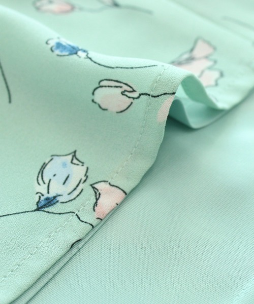 fleur by mint breeze（フルールバイミントブリーズ）の「【M～5L 大きいサイズ】ジョーゼット 花柄 スカート（スカート・レディース・グリーン/ネイビー・L/5L/4L/M/LL/3L）」の6枚目の写真