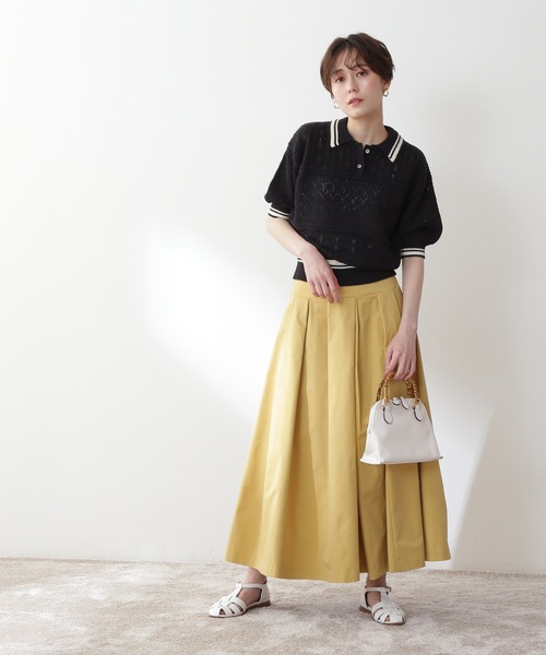 N.（N. Natural Beauty Basic）（エヌエヌナチュラルビューティーベーシック）の「◆アイレットポロニット（ニット/セーター・レディース・ブラック/ホワイト×グリーン/ホワイト×ブラック・MEDIUM）」の18枚目の写真