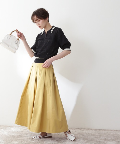 N.（N. Natural Beauty Basic）（エヌエヌナチュラルビューティーベーシック）の「◆アイレットポロニット（ニット/セーター・レディース・ブラック/ホワイト×グリーン/ホワイト×ブラック・MEDIUM）」の19枚目の写真