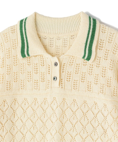 N.（N. Natural Beauty Basic）（エヌエヌナチュラルビューティーベーシック）の「◆アイレットポロニット（ニット/セーター・レディース・ブラック/ホワイト×グリーン/ホワイト×ブラック・MEDIUM）」の11枚目の写真