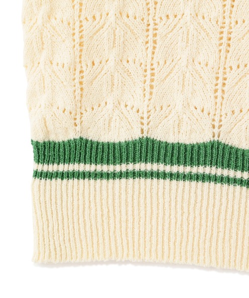 N.（N. Natural Beauty Basic）（エヌエヌナチュラルビューティーベーシック）の「◆アイレットポロニット（ニット/セーター・レディース・ブラック/ホワイト×グリーン/ホワイト×ブラック・MEDIUM）」の14枚目の写真