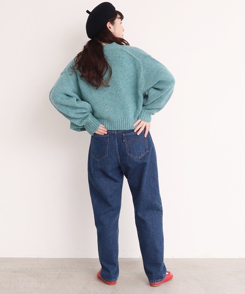 CHILD WOMAN（チャイルドウーマン）の「キルカラツイード ショートクルーカーディガン（ニット/セーター・レディース・イエロー/グリーン/サックスブルー/ピンク/ダークブラウン・FREE）」の16枚目の写真