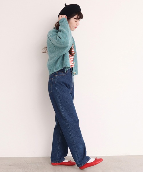 CHILD WOMAN（チャイルドウーマン）の「キルカラツイード ショートクルーカーディガン（ニット/セーター・レディース・イエロー/グリーン/サックスブルー/ピンク/ダークブラウン・FREE）」の17枚目の写真