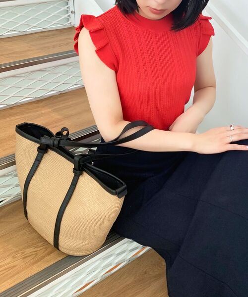 OPAQUE.CLIP（オペークドットクリップ）の「◆ブレードバスケットビッグトートバッグ（トートバッグ・レディース・ブラック/ベージュ・00）」の5枚目の写真