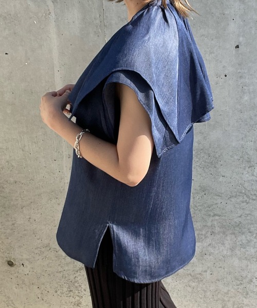 select MOCA by misato（セレクトモカバイミサト）の「スクエアビッグカラーブラウス（シャツ/ブラウス・レディース・ブラック/オフホワイト/インディゴブルー・FREE）」の13枚目の写真