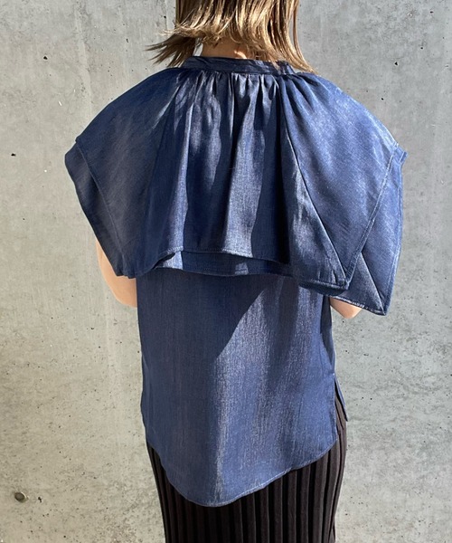 select MOCA by misato（セレクトモカバイミサト）の「スクエアビッグカラーブラウス（シャツ/ブラウス・レディース・ブラック/オフホワイト/インディゴブルー・FREE）」の15枚目の写真