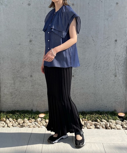 select MOCA by misato（セレクトモカバイミサト）の「スクエアビッグカラーブラウス（シャツ/ブラウス・レディース・ブラック/オフホワイト/インディゴブルー・FREE）」の16枚目の写真