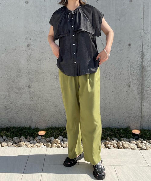 select MOCA by misato（セレクトモカバイミサト）の「スクエアビッグカラーブラウス（シャツ/ブラウス・レディース・ブラック/オフホワイト/インディゴブルー・FREE）」の4枚目の写真