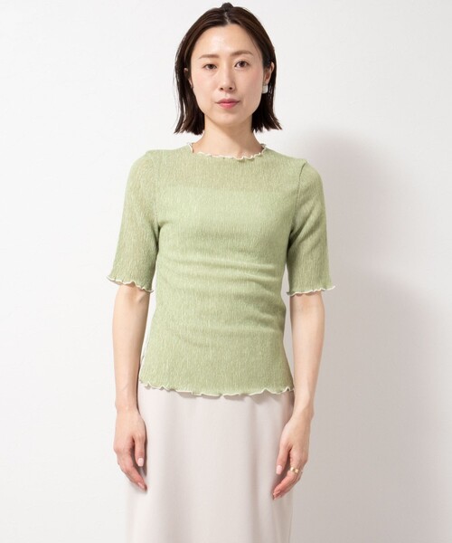 NOLLEY’S Sophi(ノーリーズソフィ)の「2WAYカールマイヤーメローTシャツ(Tシャツ/カットソー・レディース・ブラック/オフホワイト/ライトグリーン・38)」の13枚目の写真