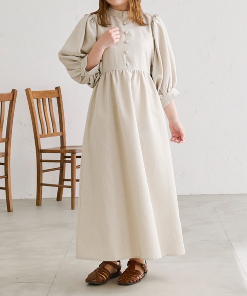 Ambre Ciel(アンブルシエル)の「クルミボタンボリュームワンピース/【WEB/EC限定商品】(ワンピース・レディース・ダークブラウン/アイボリー・FREE)」の14枚目の写真
