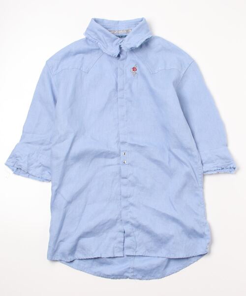 FranCisT_MOR.K.S.（フランシストモークス）の「FranCisT_MOR.K.S./フランシストモークス/5分袖 麻シャツ（シャツ/ブラウス・メンズ・サックスブルー・2）」の5枚目の写真