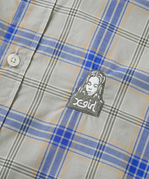 X-girl(エックスガール)の「PLAID FACE EMBOROIDERY SHIRT(シャツ/ブラウス・レディース・ベージュ/グレー/ブルー・S/M)」の12枚目の写真