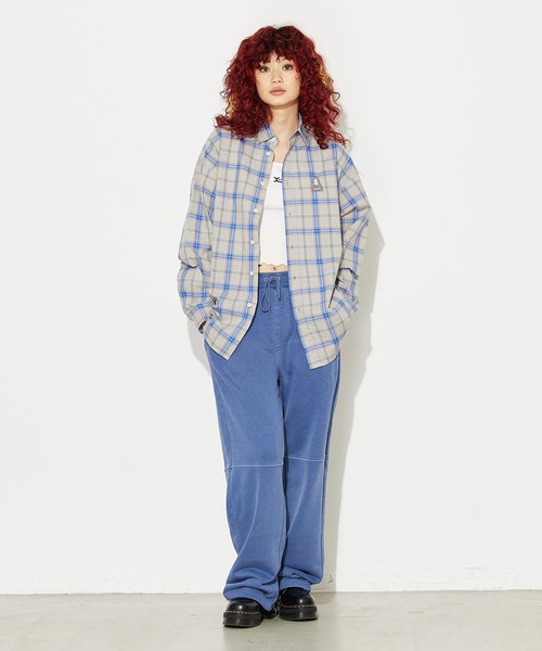 X-girl(エックスガール)の「PLAID FACE EMBOROIDERY SHIRT(シャツ/ブラウス・レディース・ベージュ/グレー/ブルー・S/M)」の21枚目の写真